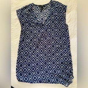 H & M Sheer blue and black patterned top Size 6